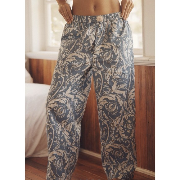 Anthropologie Wren Boxer Pajama Pants Size Medium Sleep Blue Print‎ Stag Deer - Picture 2 of 7